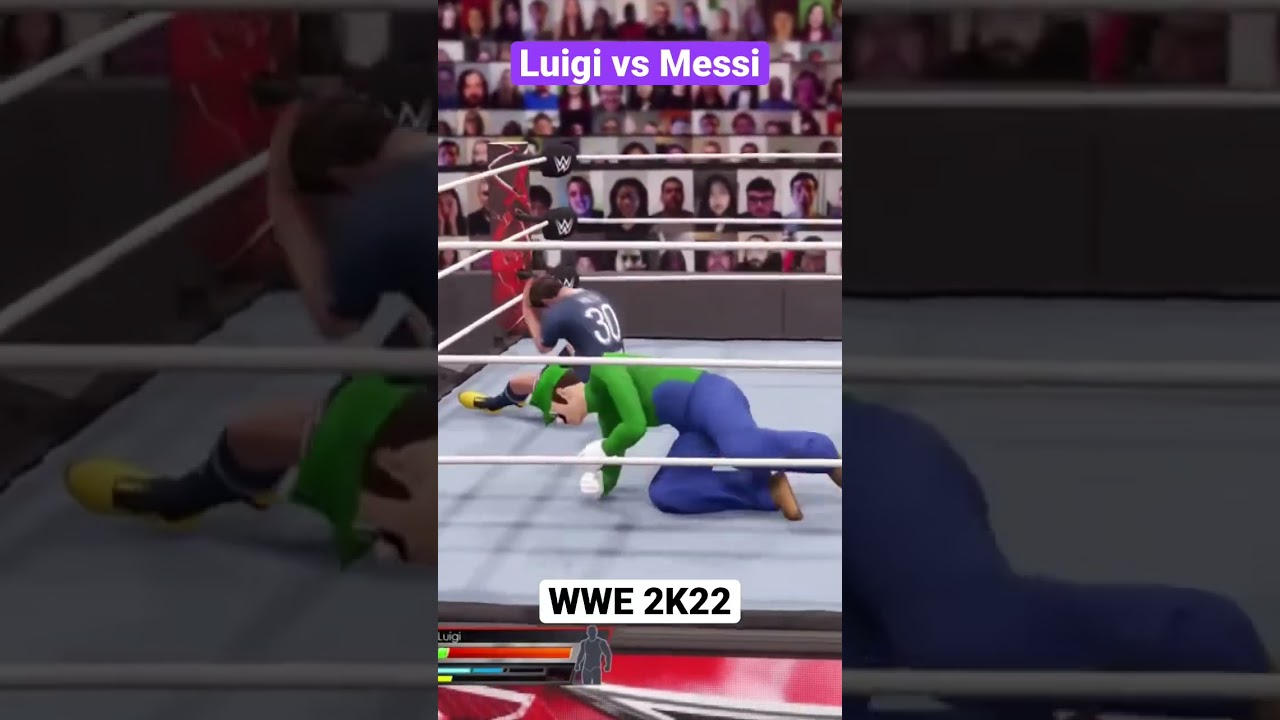 WWE 2k22 Messi vs Luigi tag team match #wwe2k22 #messi #supermario