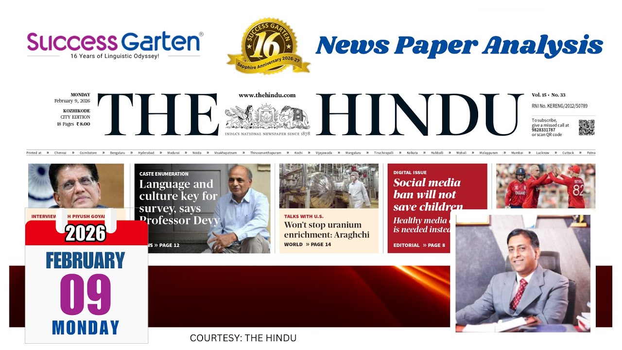 Newspaper Analysis - The Hindu Daily, Chintu M Raju!