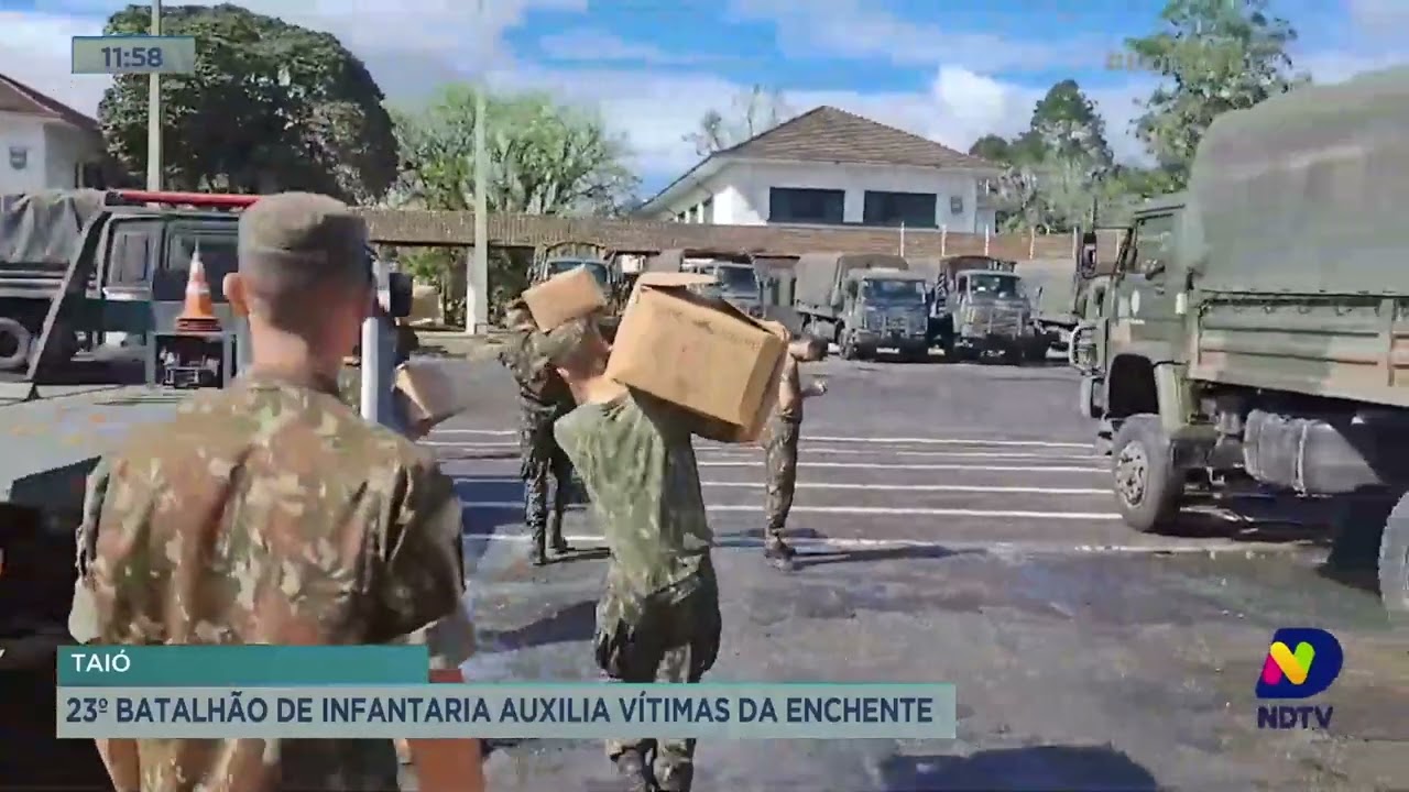 Taió: 23º Batalhão de Infantaria auxilia vítimas da enchente