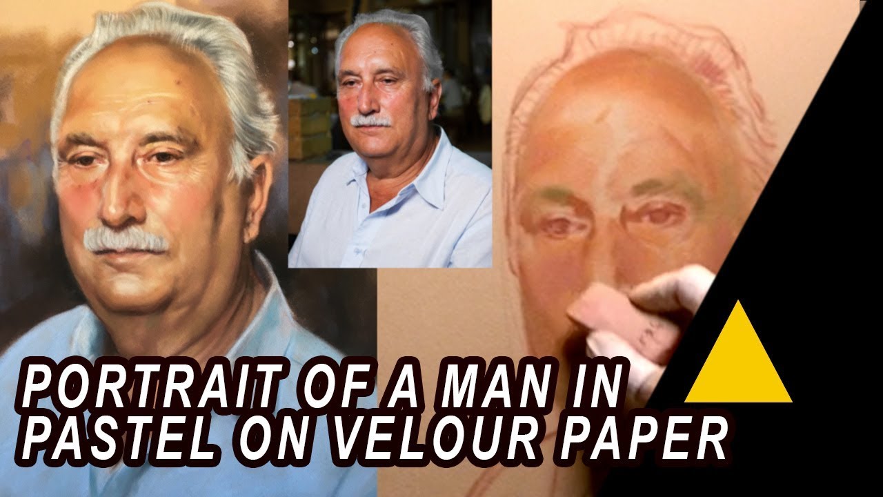 Portrait of a man in pastel on velour paper by Gérard Minéo