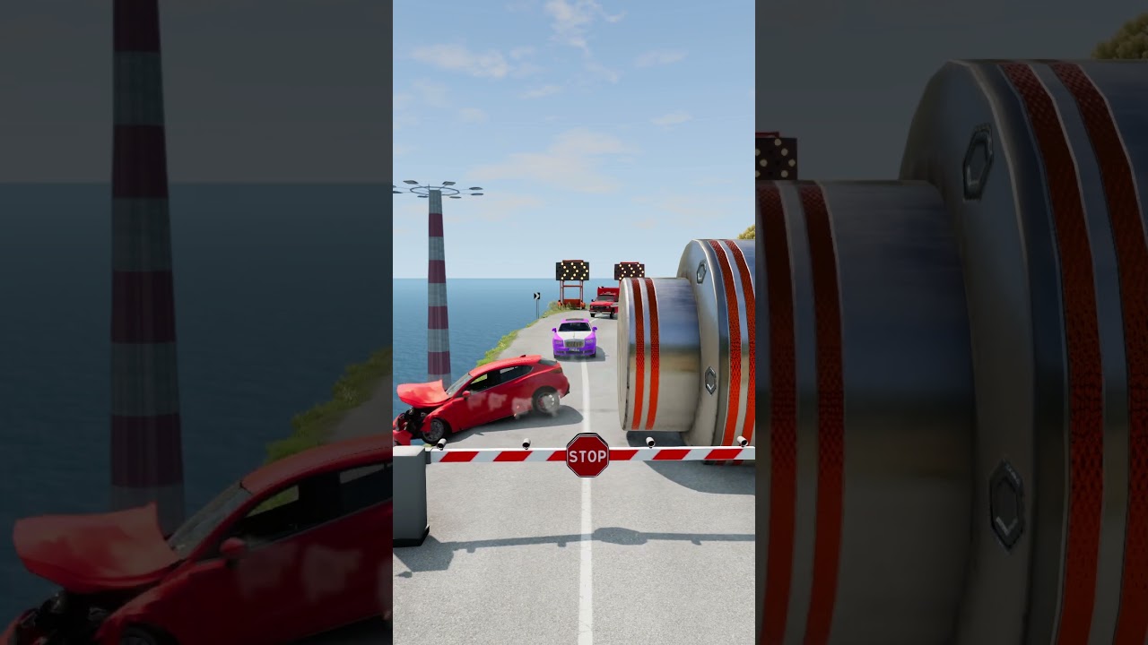 Cars vs Bollards BeamNG.drive!