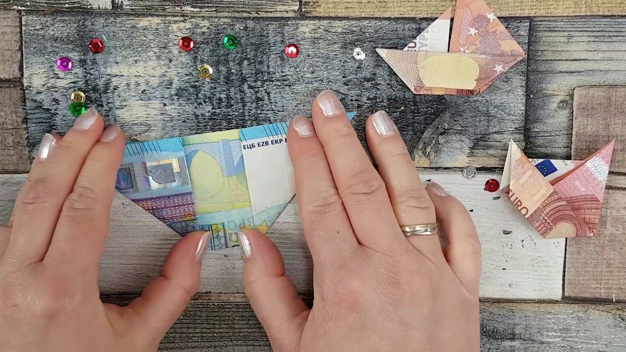 SEGELBOOT aus Geld als Geldgeschenk falten | Geldscheine für Geldgeschenke | Origami Bastelbasis