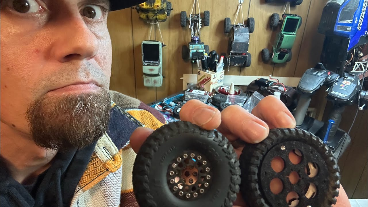 A Willy and a hobby knife 😬Cutting your 63mm, 1.0 tires to fit, Veng 1.8 wheels. #rcwilly521 #scx24 