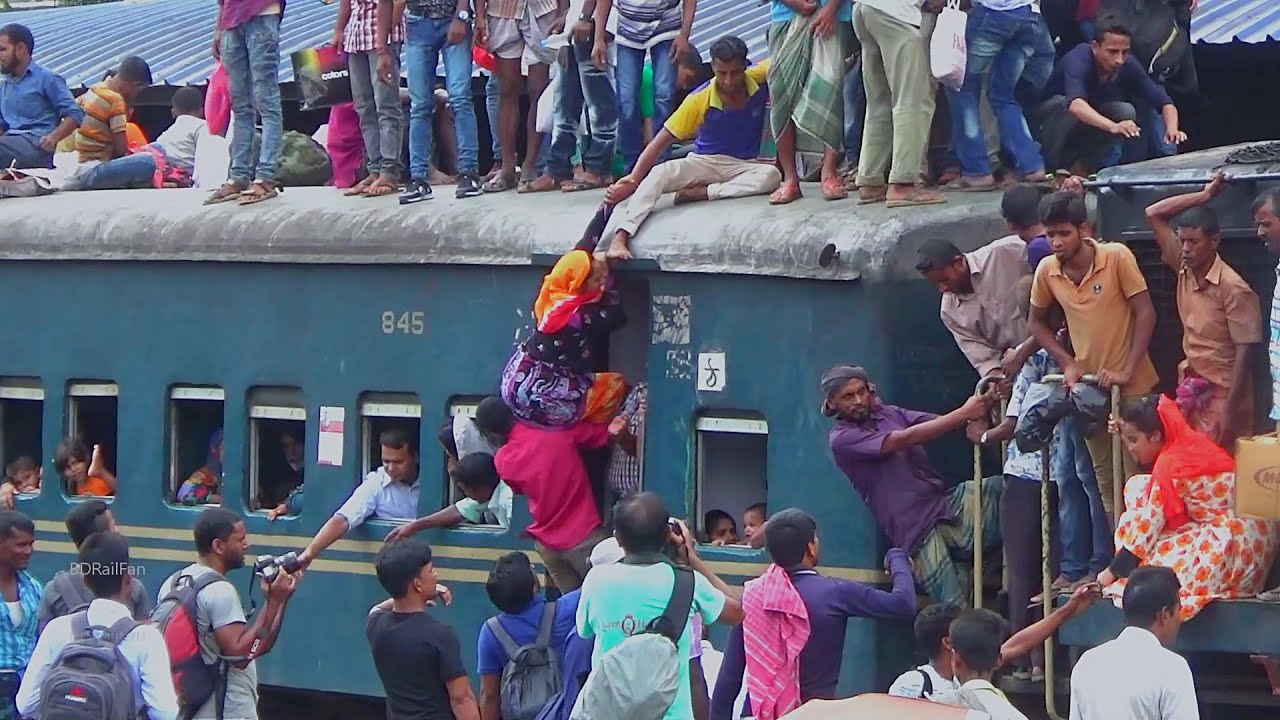 Overloaded by passengers (Inside & Out side) || Haor Express local Train (Mohanganj to Dhaka)