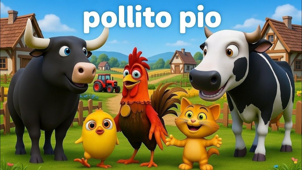 El Pollito pío 3d - el Toro y el Tractor de la Granja -el Pollito pio episode 033
