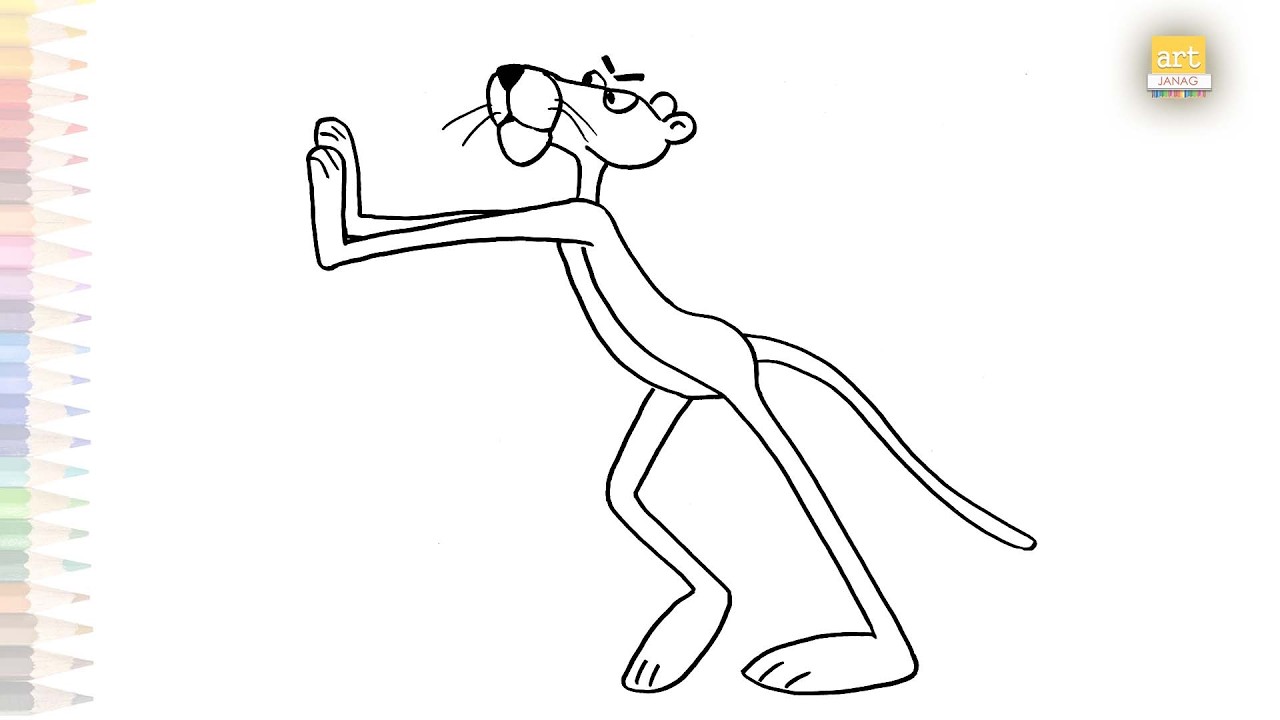 Pink Panther drawings | Cartoon sketches simply draw | How to draw Pink Panther easily | #artjanag