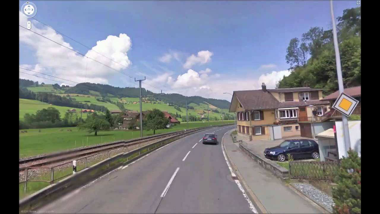 Google street view, Switzerland Alps (Stop motion, Time lapse video) HD