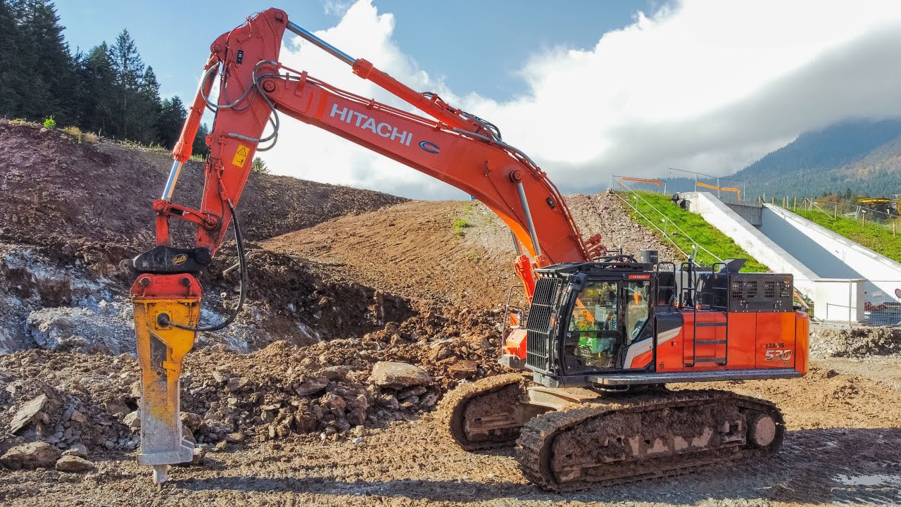 SBANCAMENTO in ROCCIA con ESCAVATORE HITACHI ZAXIS 530
