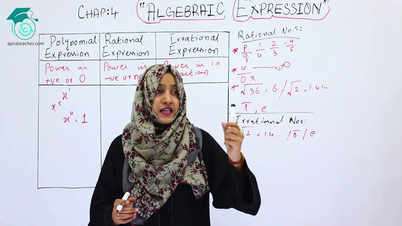 IX(9th) Maths, Polynomial, Rational & Irrational Expressions | Chap 4 | Algebraic Expressions