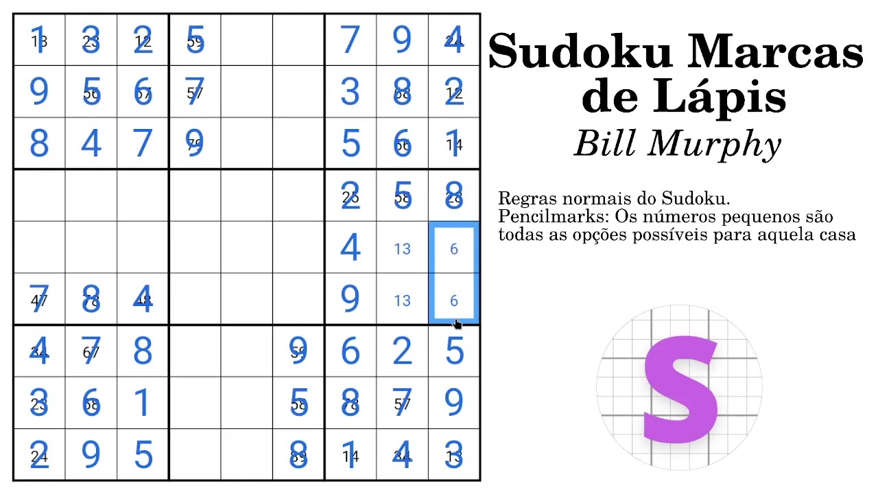 Apresentando Variações: Sudoku Pencilmarks ou Sudoku Marcas de Lápis