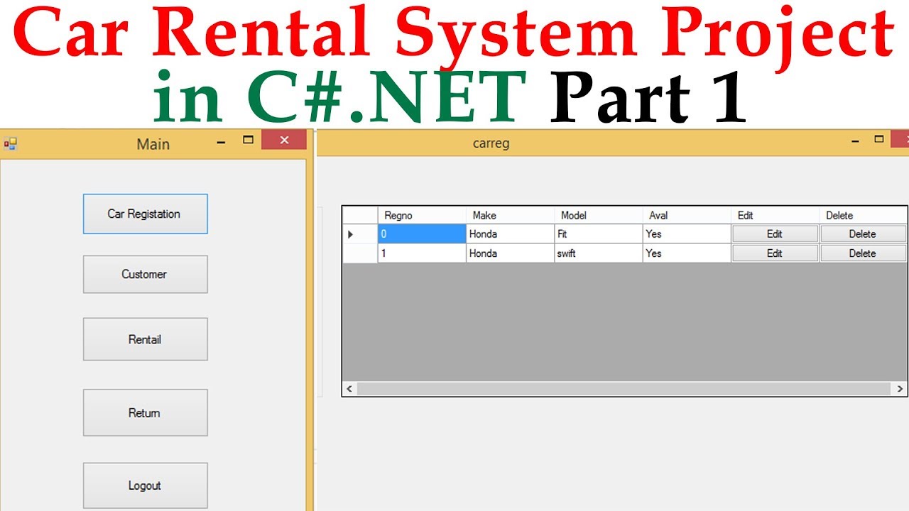 Car Rental System Project.in C#.NET part 1