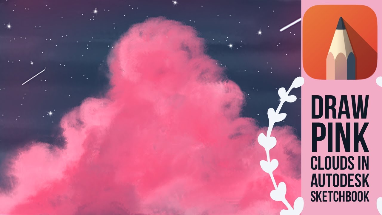 Draw Pink Clouds in Autodesk Sketchbook in Ipad 2018.. #Stayhome & draw #Withme .. #aesthesticclouds
