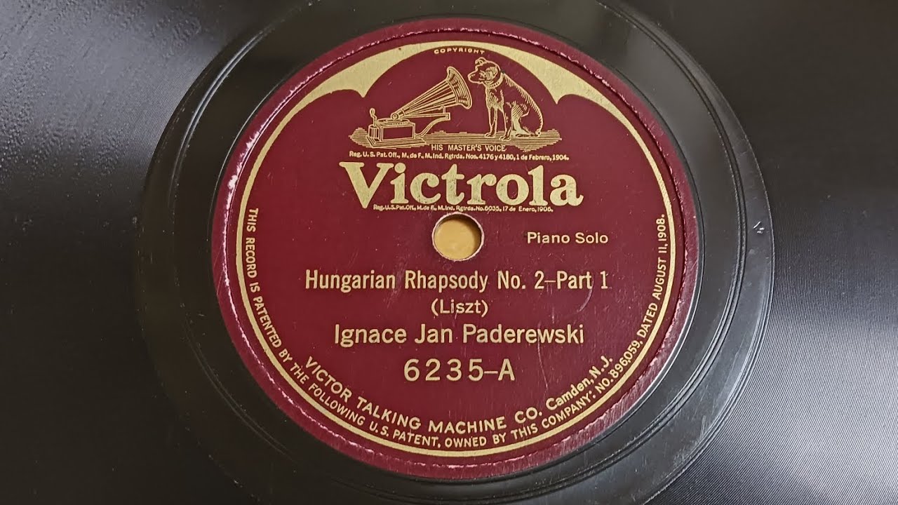 Hungarian Rhapsody No.2 (piano)Ignace Jan Paderewski  HMV101 gramophone 