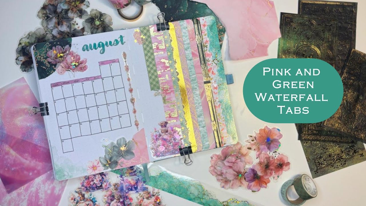 August Bullet Journal Setup with Waterfall Tabs