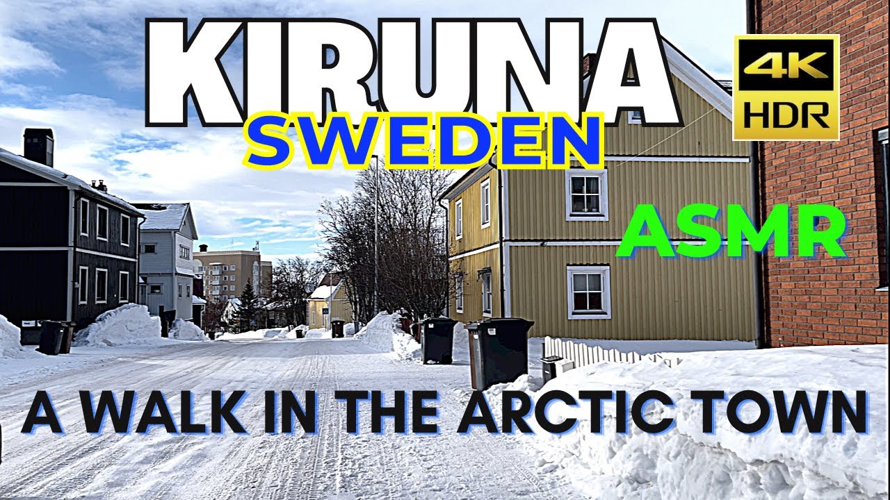 Kiruna, Sweden - A Walk in the Arctic Town. ASMR Street Sounds.