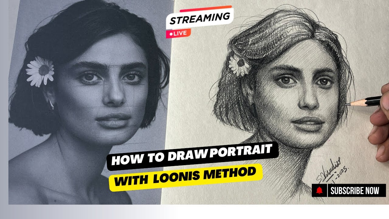 Free hand portrait drawing | live class