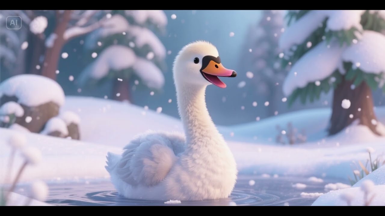 Der erste Schneefall des gl&uuml;cklichen Schwanenk&uuml;kens ❄️🦢💛 | Kinderreime & Winterlieder