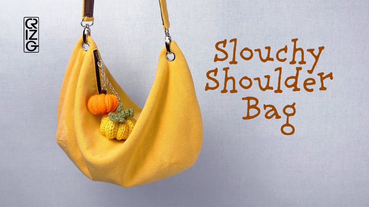 How I made a Pumpkin color Terry cloth Slouchy Shoulder Bag for Fall. DIY
