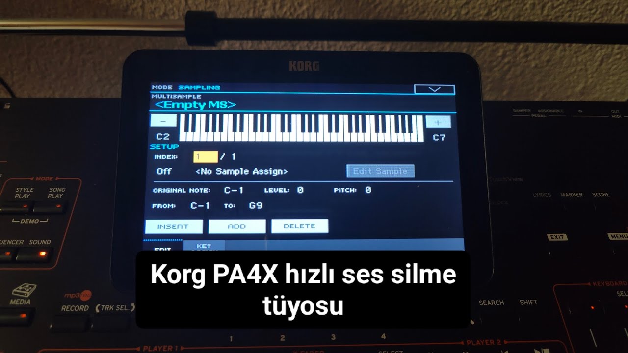 Korg Pa4x hızlı sample ses silme tüyosu. OS 3.1.0 gerekiyor