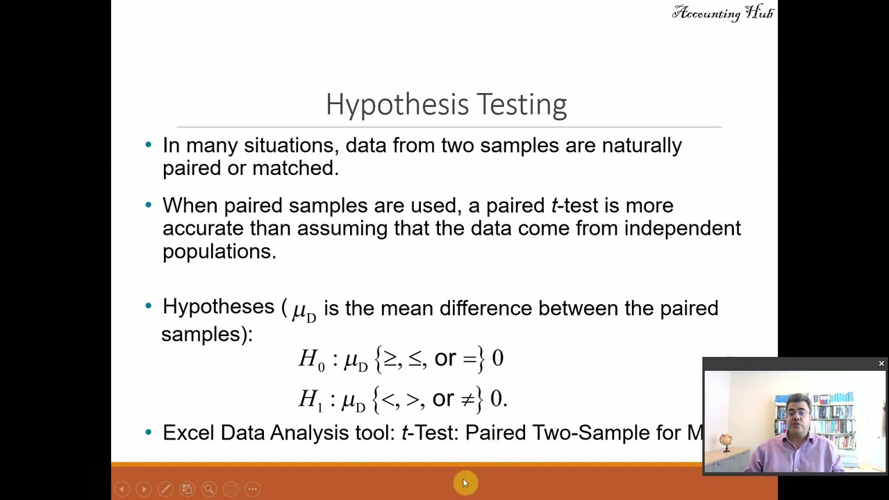 Paired Two Sample Test for means (Excel Analysis Toolpak)
