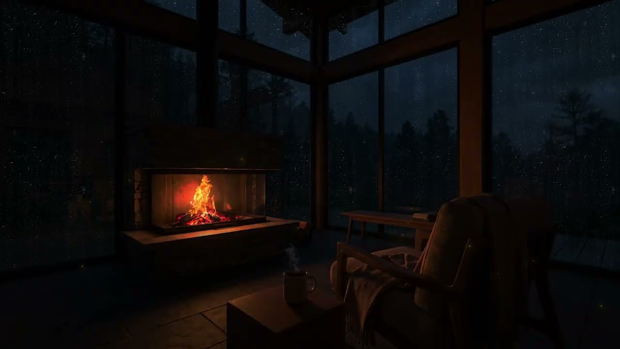Instant Deep Sleep: Heavy Rain & Fireplace Sounds 🌧️ (Better than Melatonin) 3 Hours No Ads