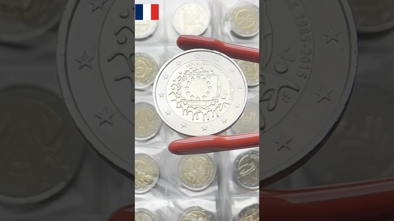 🇫🇷🇪🇺 Франция 2015 - 30 лет флагу Европейского союза (монета 2 евро)