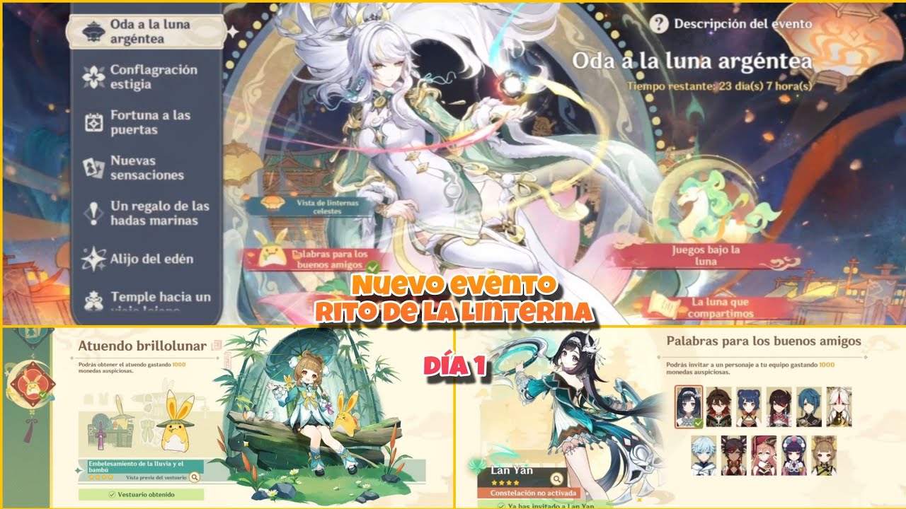 Nuevo evento! Oda a la luna argéntea | Rito de la linterna | Skin y personaje gratis |Genshin Impact