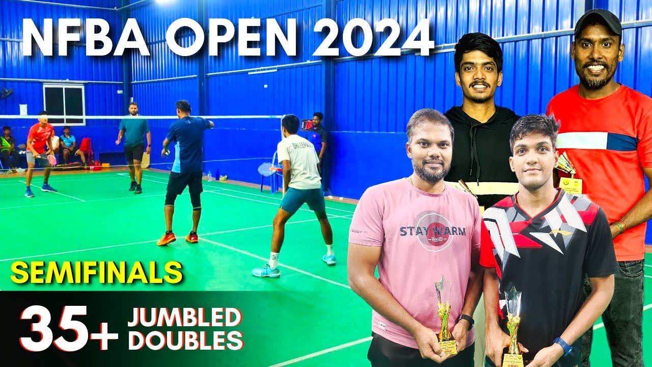 SARAVANAN/YUVARAJAN vs DHILEEPAN/BALAJI | NFBA OPEN 2024 | 35+ BADMINTON JUMBLED DOUBLES SEMIFINALS💥