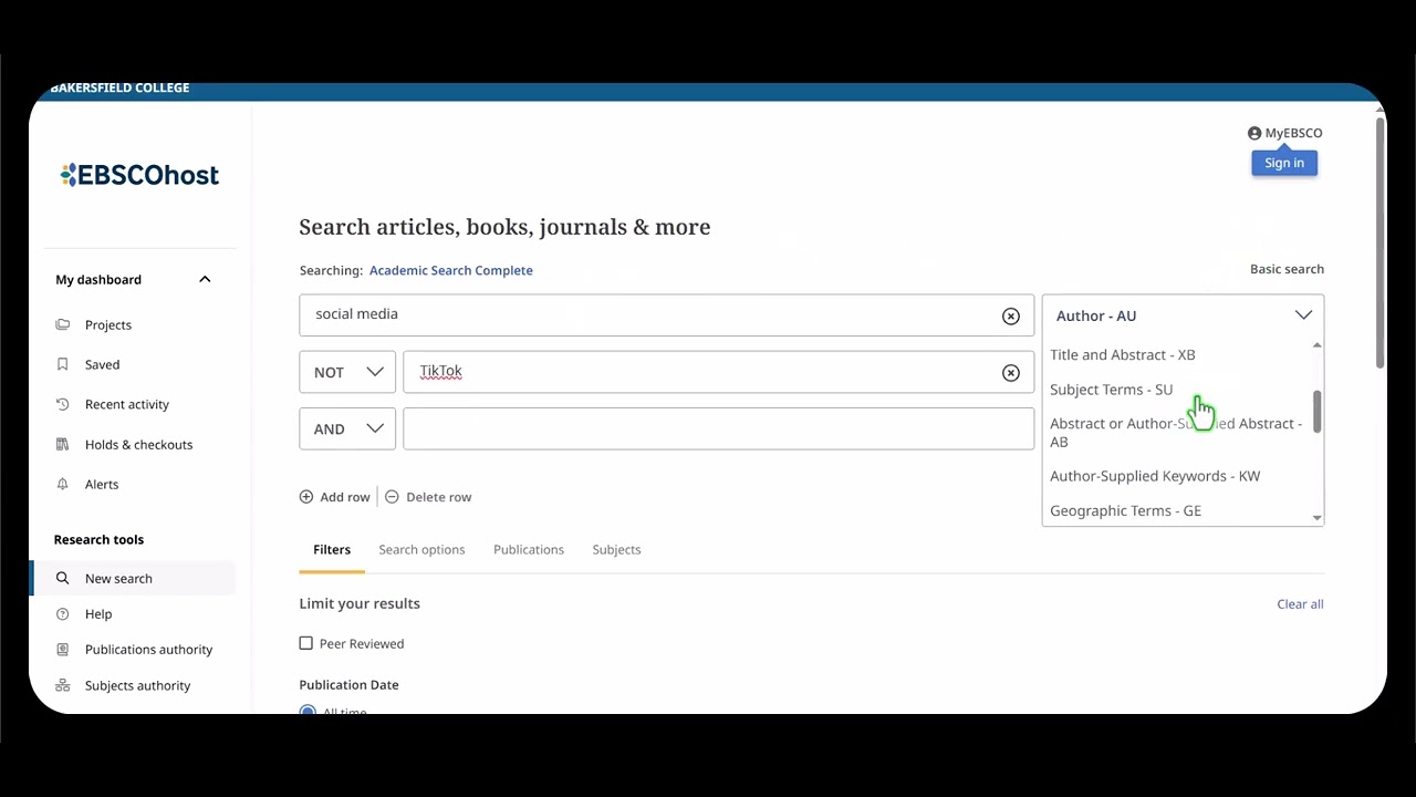Academic Search Complete: Advanced Searching