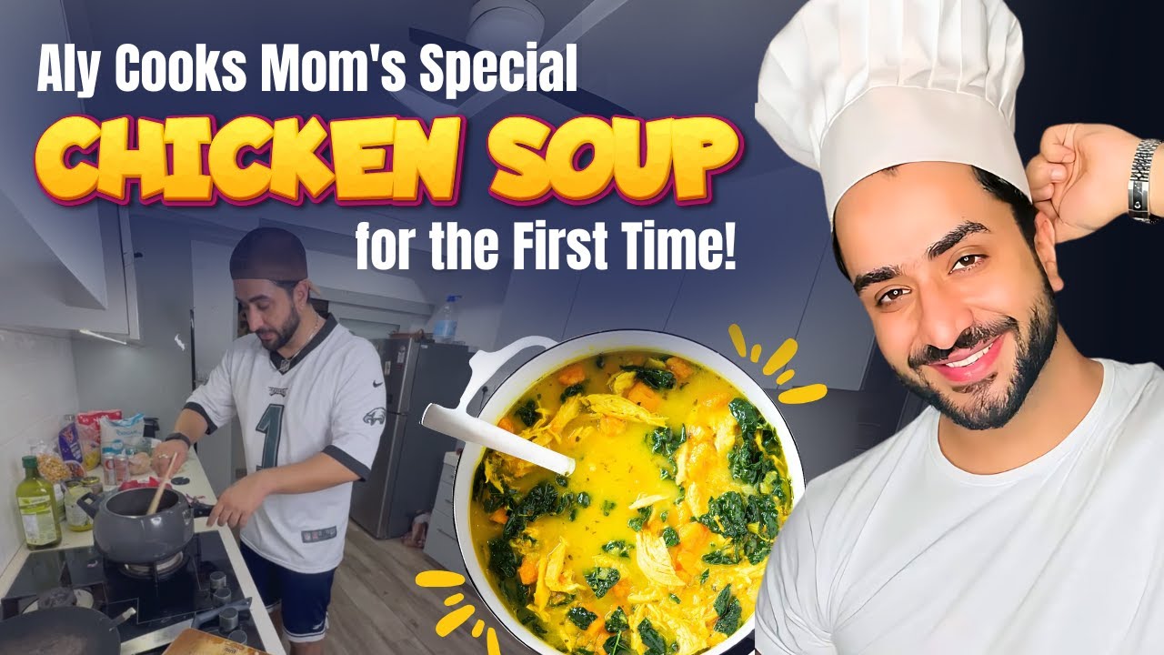 Aly Cooks Mom's Special Chicken Soup for the First Time | JasLy