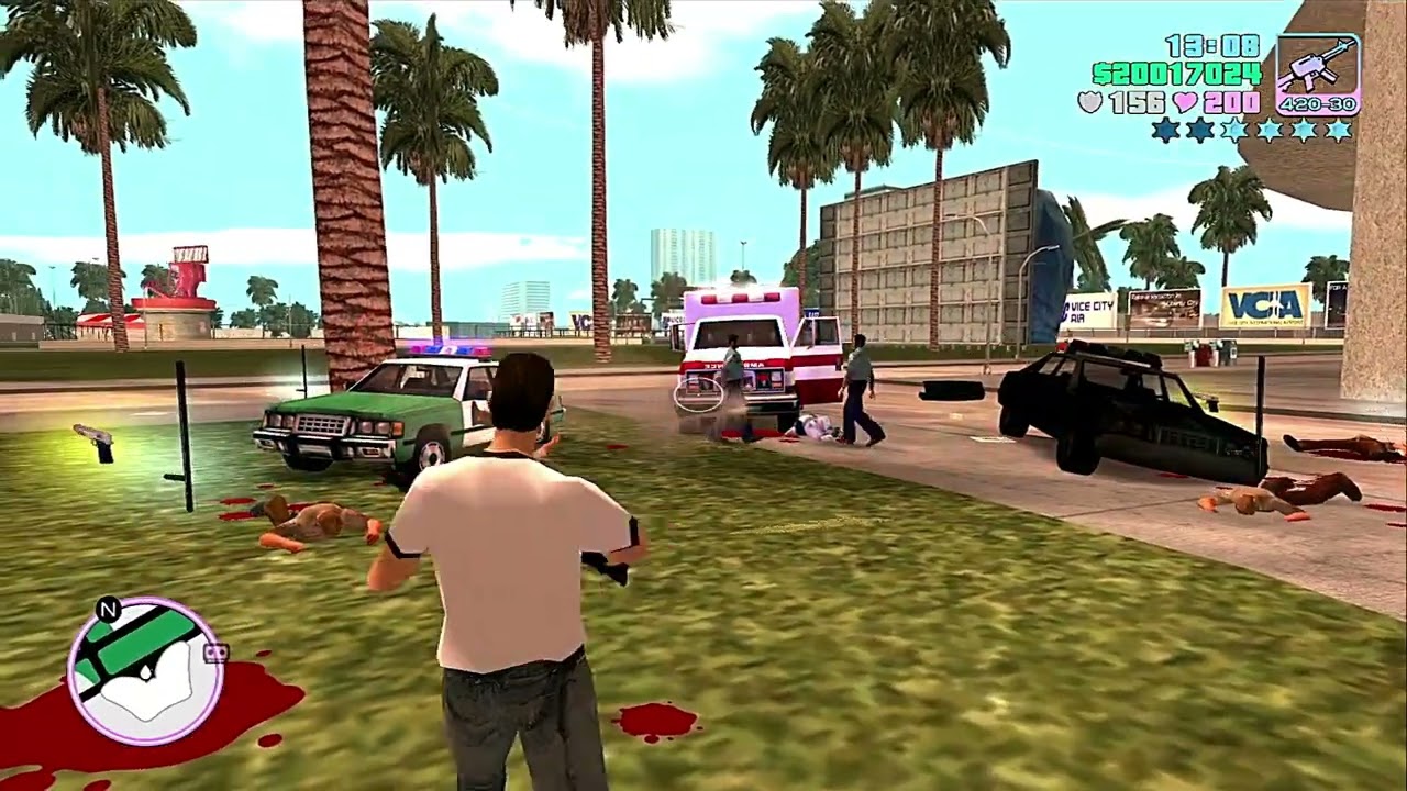GTA Vice City Airport Police Chase Shotout + Army Tank Rampage