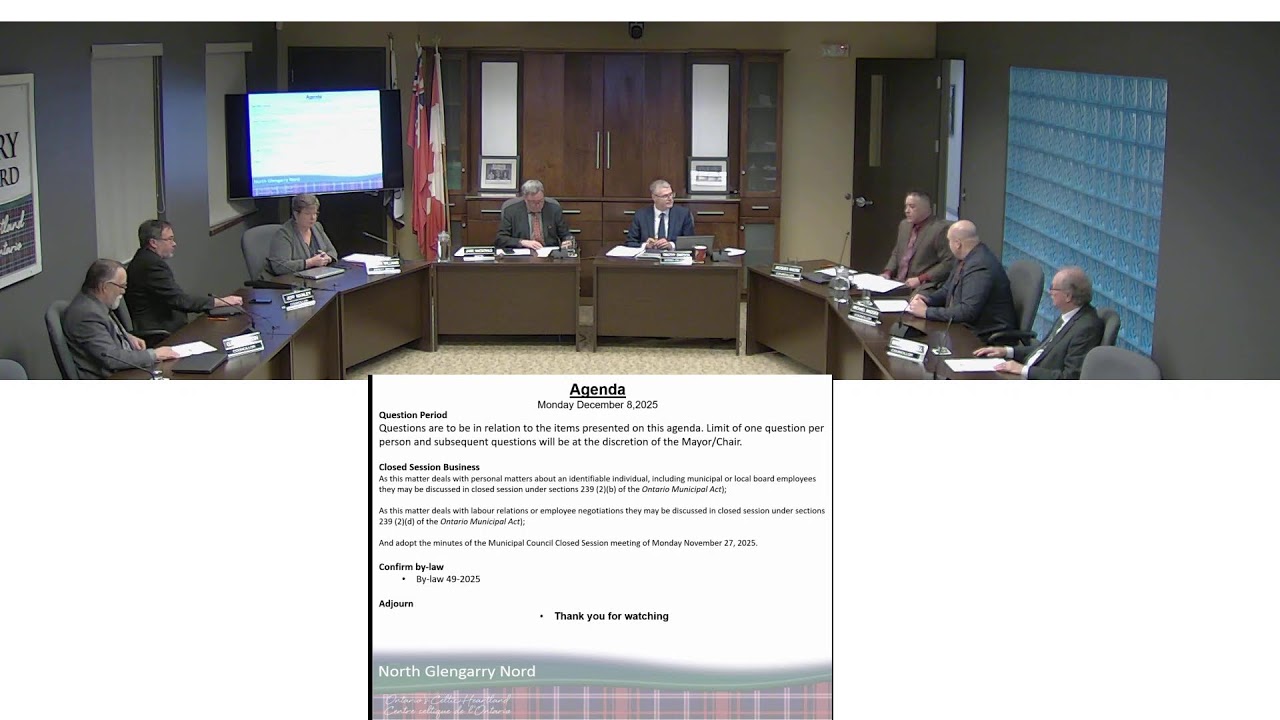 Monday December 8, 2025- Regular Meeting of Council
