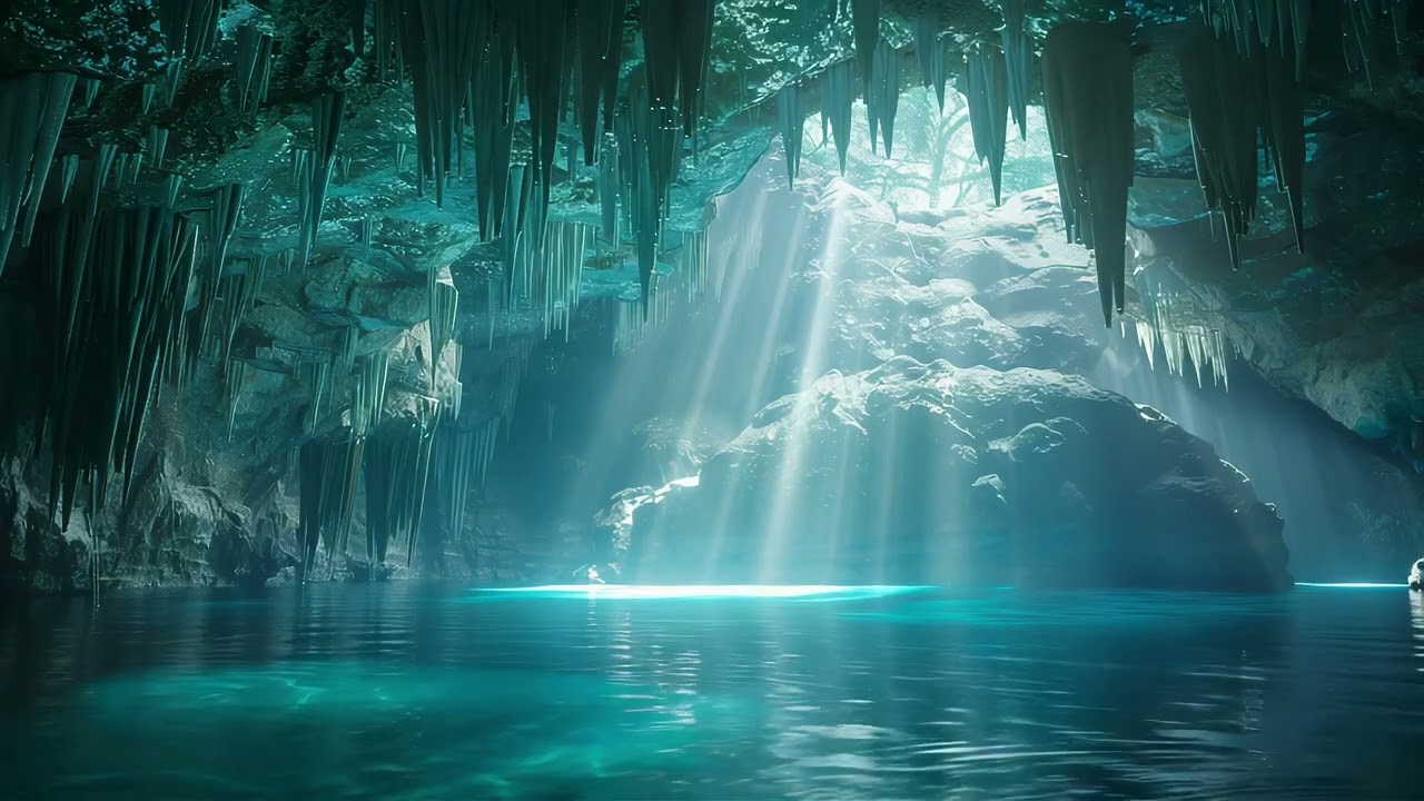 Relaxing Fantasy Music 💧 Secret Crystal Cave with Soothing Water Sounds for Sleep & Healing