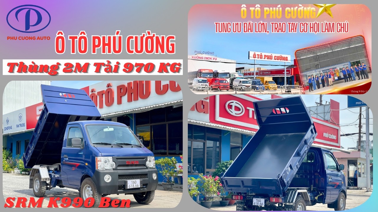 Xe Tải Ben K990 Thùng 2M Tải 970KG Chở 1 Khối_Xe Tải Ben Tự Đổ Nhỏ Gọn Giá Mềm Nhất Để Kinh Doanh