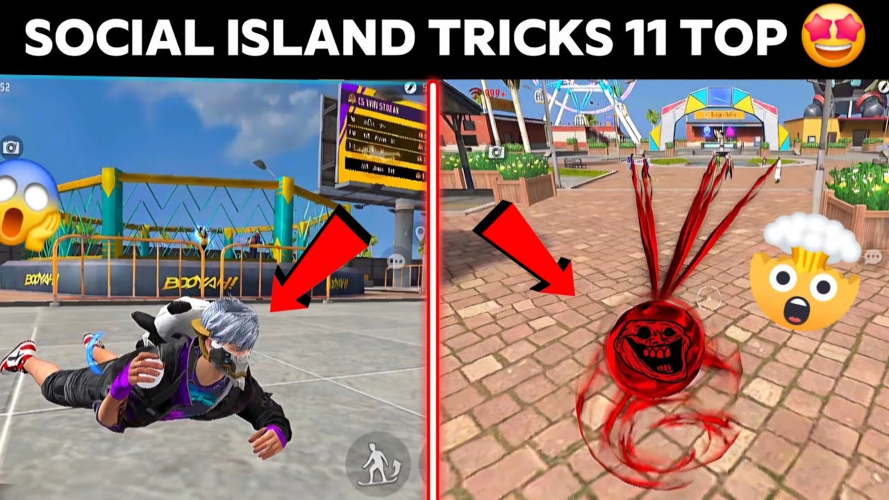 Free Fire 🔥 Social Island All Tricks 11 Top 😱 | Social Island Monster Truck Trick | New Glitch Video