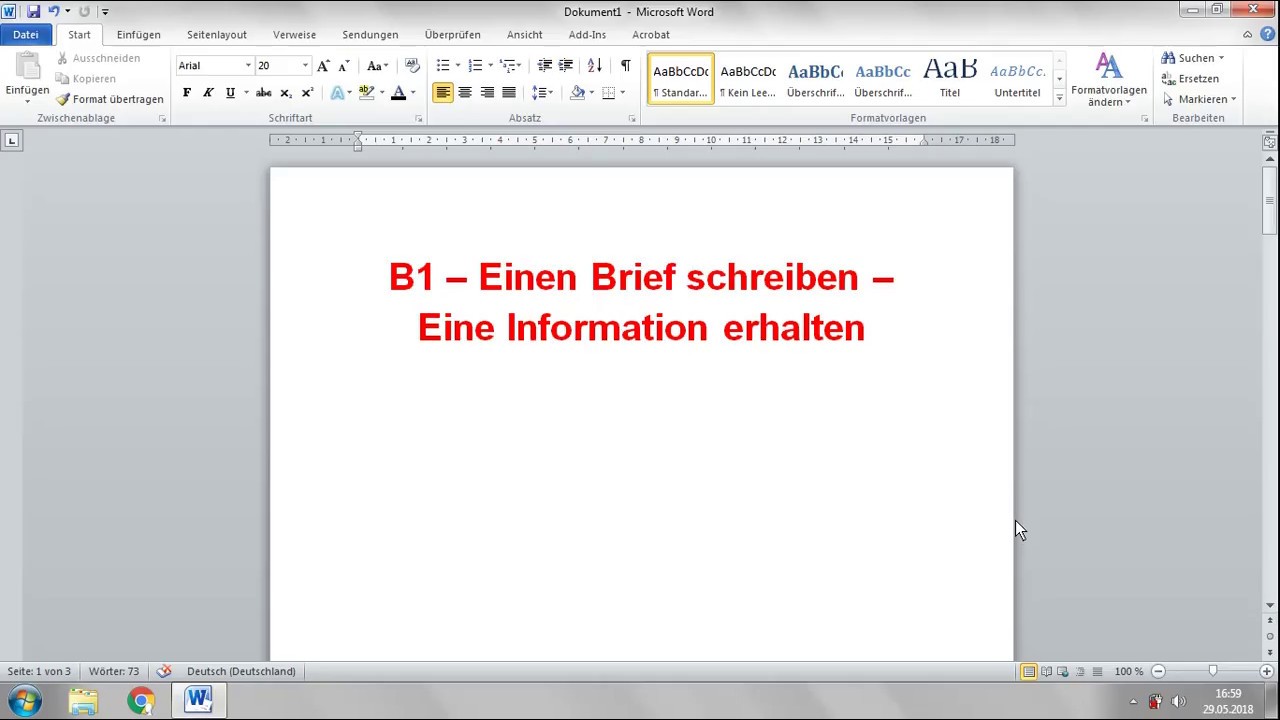 Deutsch B1 -  Einen Brief schreiben - Eine Information bekommen