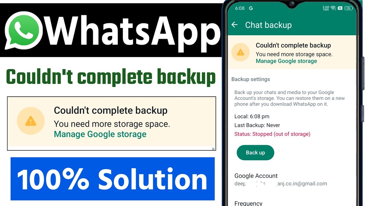 couldn't complete backup whatsapp | couldn't complete backup whatsapp google drive | how to fix