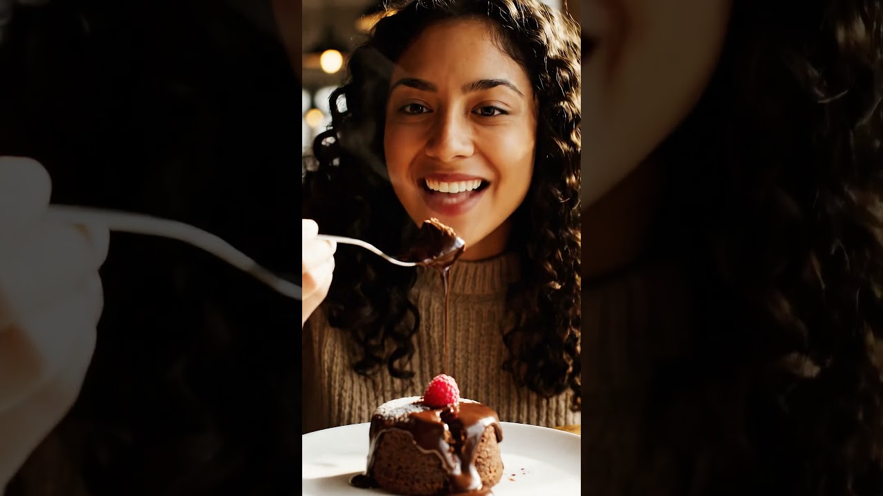 ASMR Molten Chocolate Cake Bite 🍫 