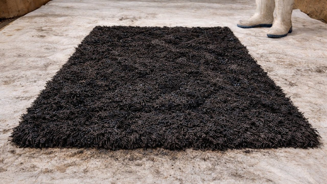 Black Dirt Rug Cleaning ASMR | Satisfying Deep Scrub on a Shaggy Rug