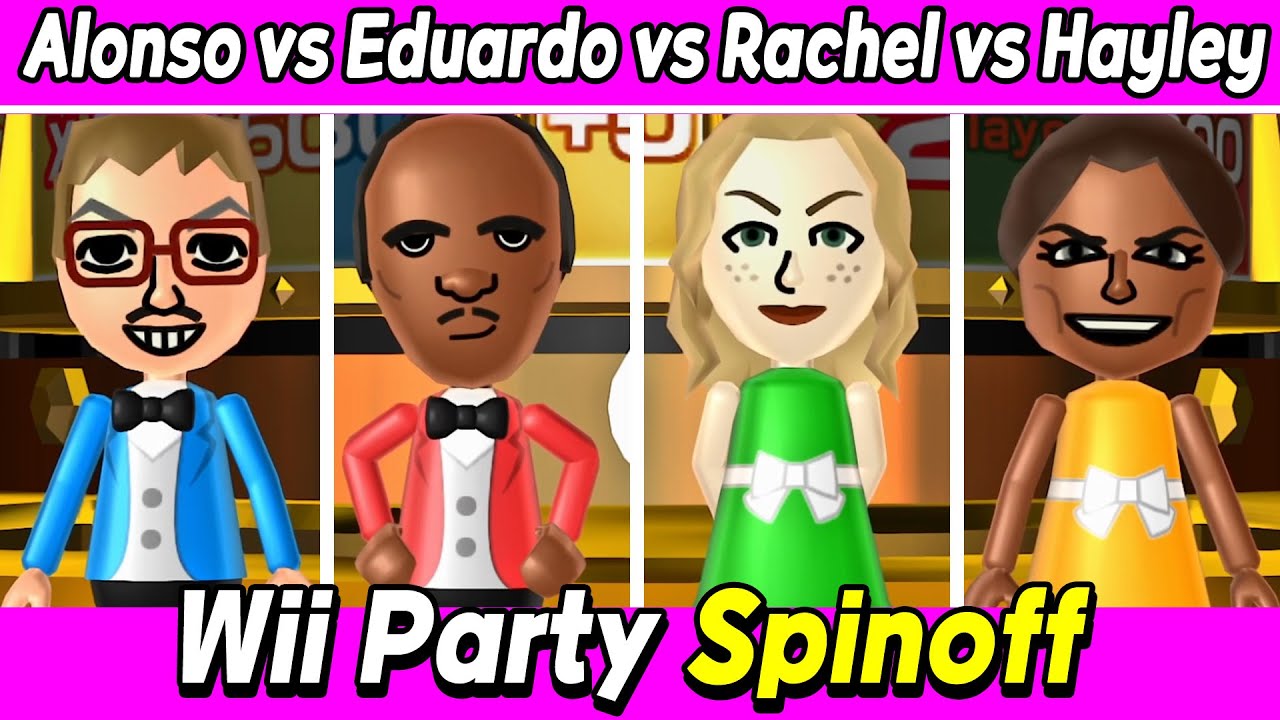 Spin-Off gameplay Alonso vs Eduardo vs Rachel vs Hayley | Expert com Wii Party Alexgaming