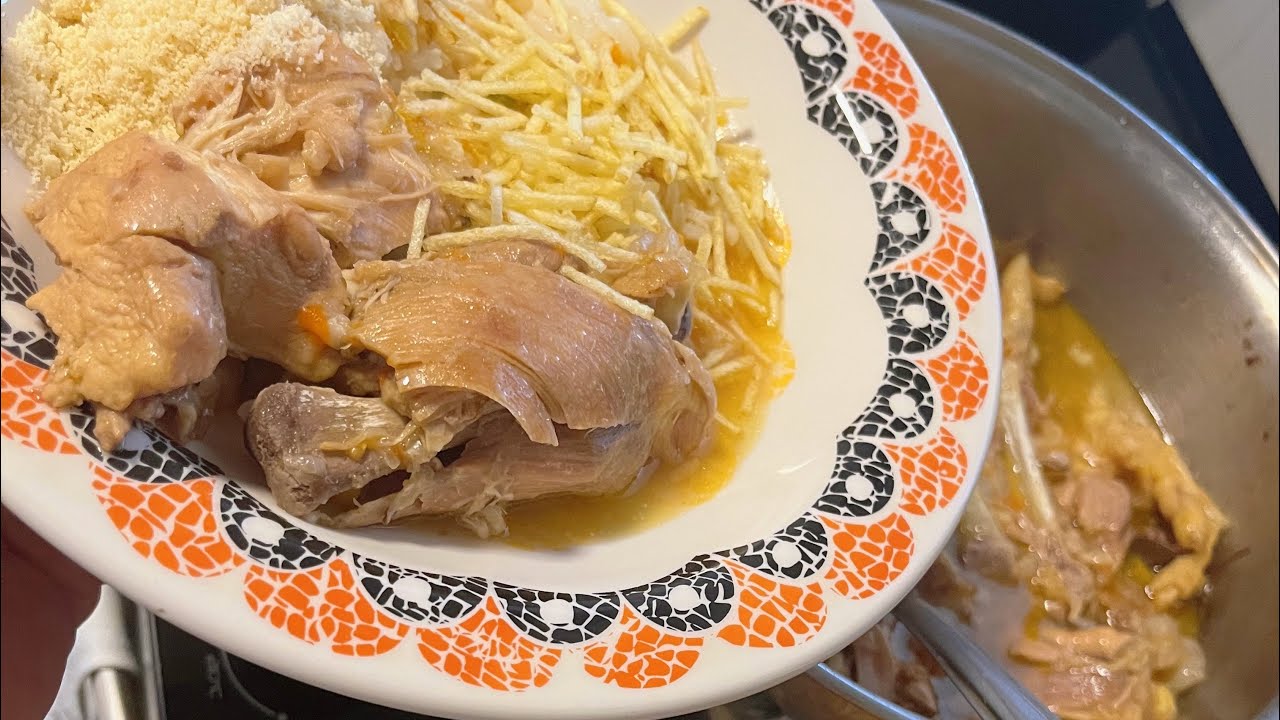 Frango caipira ao molho - desmanchando 