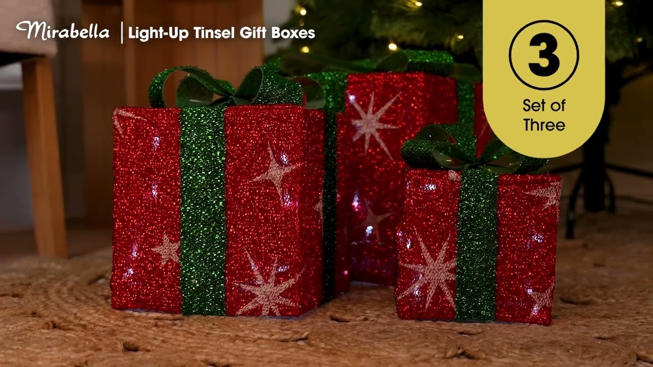 Mirabella Light-Up Tinsel Gift Boxes