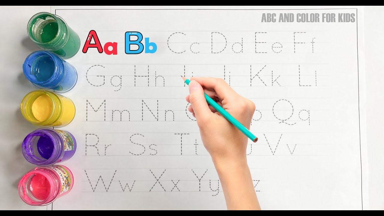 Alphabet.ABC song.abcd.a to z.kids rhymes.collection for writing along dotted lines for todder