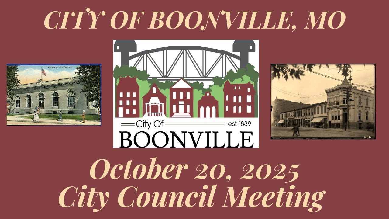 City Of Boonville, Missouri Council Meeting on October 20, 2025 at 7:00 pm