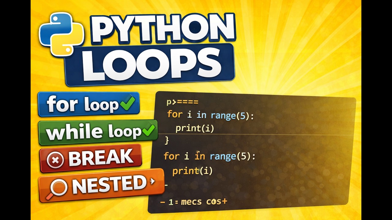 Python Loops Explained | For Loop, While Loop, Break, Continue, Nested Loops | Python Full Course