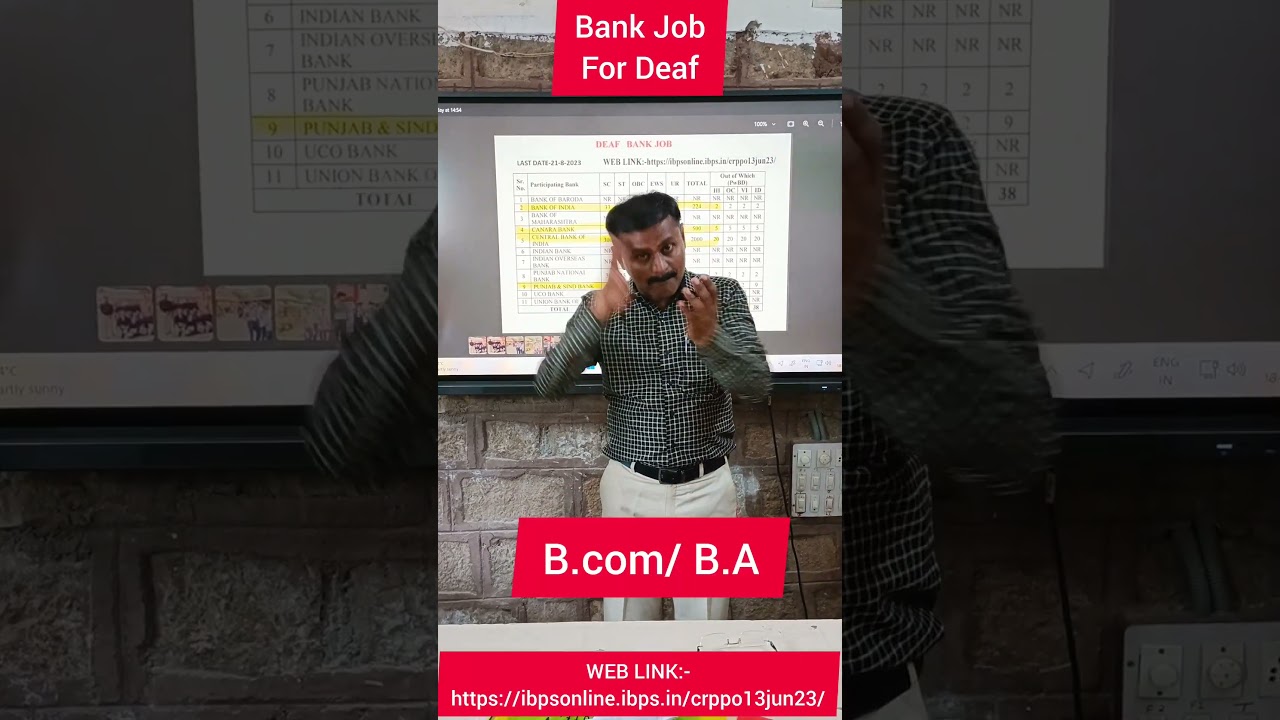 Bank Job For Deaf #Job #DeafJob #BankJob #Govermentjob #deaf #klid #deafschool #deafbhavnagar #