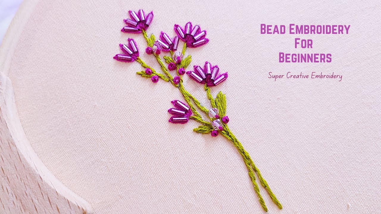 Beads Flower Hand Embroidery Basic Stitches  Beginner/Super Creative Flower Embroidery with Beads #2