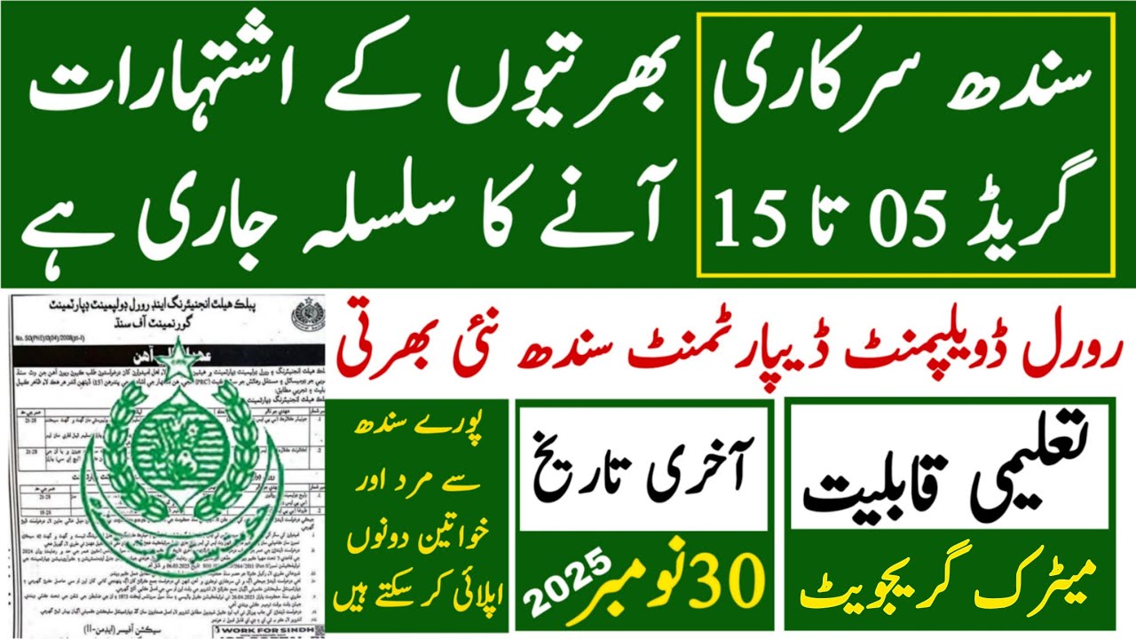 Public Health Rural Development Department Sindh Goverment Jobs 2025 | Technical Job Info 1.0