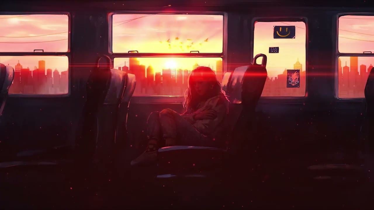 Peaceful Sunset Train Journey | Anime Girl Piano & Lofi Ambience for Study, Sleep & Relaxation