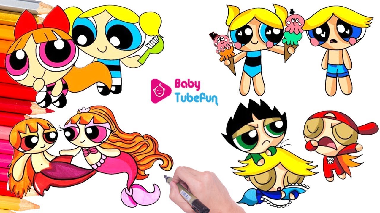 Coloring Powerpuff Girls Rowdyruff Boys Compilation Brick Boomer Butch Blossom Bubbles surprise eggs